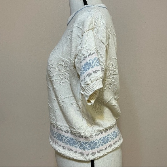 Classic Blues Collection Short Sleeve Pullover Granny Core Sweater size Small - Picture 7 of 11